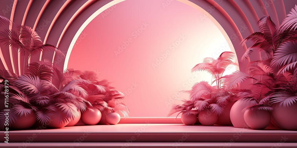 Poster Abstract pink color gradient studio background for product presentation
