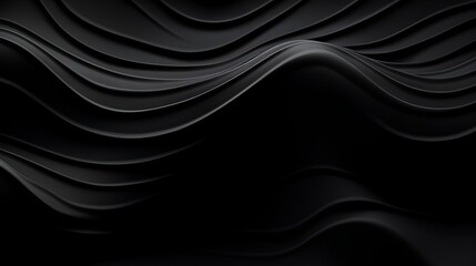 Abstract black waved background with intricate texture pattern and dynamic wave motion