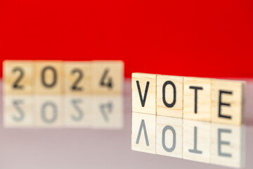 Indonesia word VOTE 2024. Concept of voting in 2024 in Indonesia