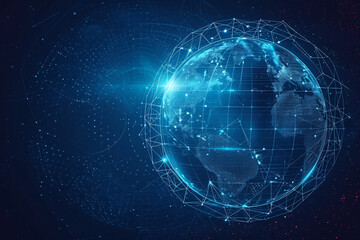 Fototapeta premium Digital globe with bright connections over Europe and Africa