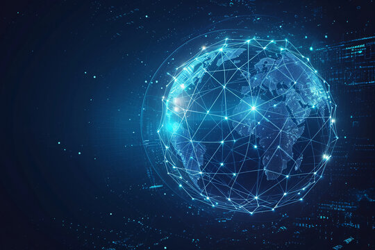 Digital globe with blue network connections