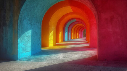 Colorful Archway Corridor

