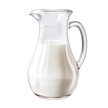 Glass jug of milk isolated on a transparent background