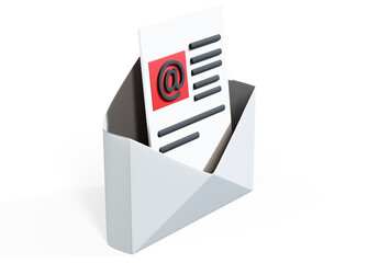 Email contact icon on yellow background 3d rendering