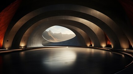 Futuristic architecture with fluid design, organic shapes and curved lines