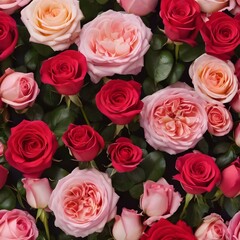 Valentine's Day flower frame with roses, Valentine's Day background with decorative floral background with copy space  