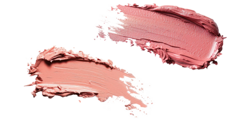 Lipstick or cosmetics smear smudge isolated on transparent png background, lipstick brush swatch, Beauty makeup foundation smudged.