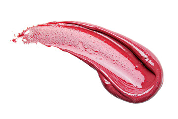 Fototapeta premium Lipstick or cosmetics smear smudge isolated on transparent png background, lipstick brush swatch, Beauty makeup foundation smudged.