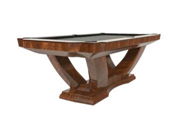 Elegant Wooden Billiard Table With Green Cloth and Balls Positioned for a Game