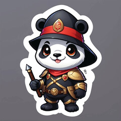 cute cartoon stickers of the panda knight
