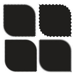 Zig zag edge rectangle shape collection. Jagged rectangular elements set. Black graphic design elements for decoration, banner, poster, template, sticker, badge. Vector