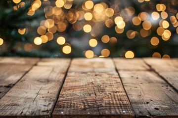 Rustic Christmas Bokeh: Festive Festive Wooden Background for Holiday Decor and Displays
