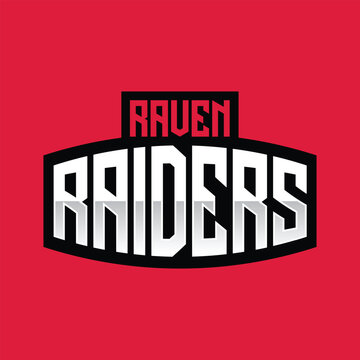 Raven raiders Sports  and esports text logo design, text effect editable premium vector
