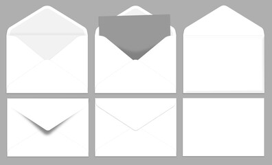 envelopes realistic vector white letter  over gray background