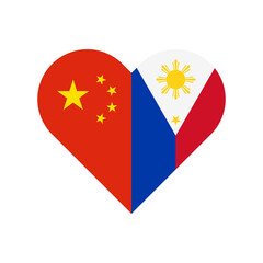 unity concept. heart shape icon of china and philippines flags. vector illustration isolated on white background