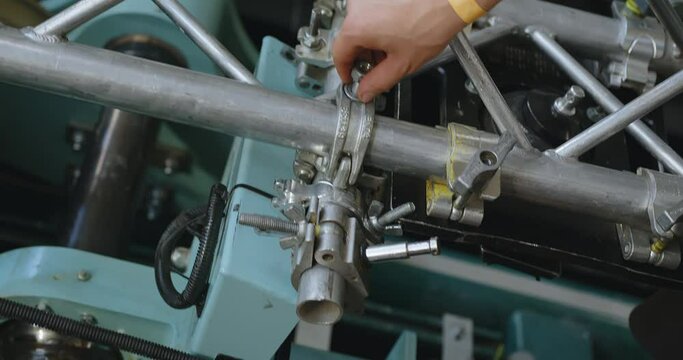 A movie camera mounted on a roller coaster cart.