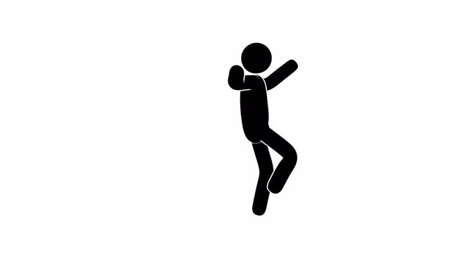 Funny Pictogram man dance expressive dance. Looped animation with alpha channel