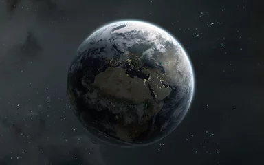 Papier peint photo autocollant rond Pleine Lune arbre 3D illustration of Earth planet. High quality digital space art in 5K - realistic visualization