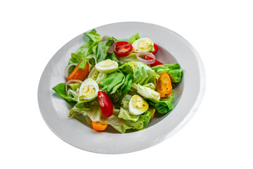 salad quail egg fresh eating cooking appetizer meal food snack on the table copy space food background rustic top view 