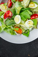 salad quail egg fresh eating cooking appetizer meal food snack on the table copy space food background rustic top view 