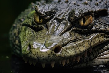 Obraz premium Wild crocodile portrait with textured skin.