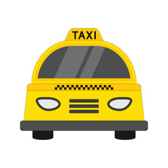 A yellow taxi. Online taxi service in a mobile application with a yellow taxi. The concept of a taxi ordering service.