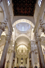Baroque style details of the interior of the Basilica of Santa Croce  Lecce Italy