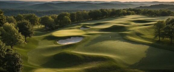 Golf course on a bright sunny day