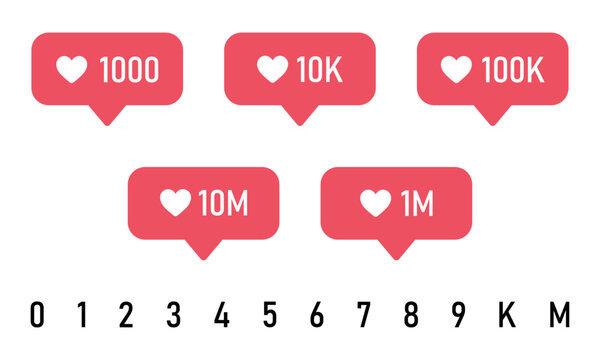 likes heart count pink vector illustration design