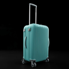 travel suitcase on a black background. artificial intelligence generator, AI, neural network image. background for the design.