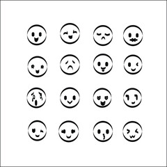 Emojis faces icon in hand drawn style. Doddle emoticons . Happy and sad face sign business concept.