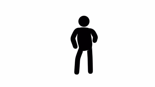 Happy dance pictogram man. Stickman fun dance. Looped animation with alpha channel