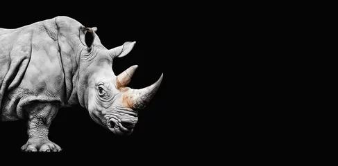 Fotobehang The grey rhinoceros, a wild African animal. artificial intelligence generator, AI, neural network image. background for the design. © Alena Mostovich