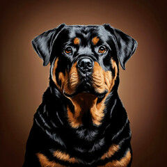 a big beautiful dog, a Rottweiler, a pet. artificial intelligence generator, AI, neural network image. background for the design.