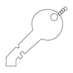 Continuous single line art drawing of lock key outline vector illustration
