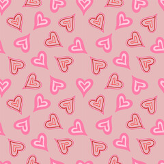 Set of seamless patterns with hand drawn hearts. Valentine s day background. Vector graphic, EPS10