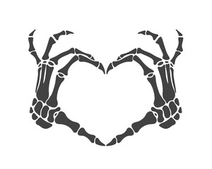 Skeleton hands, heart gesture, fingers, flat vector, cut files - 711692973