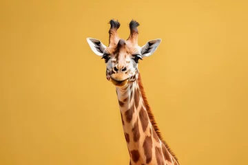 Poster giraffe head on solid isolated background © IOLA