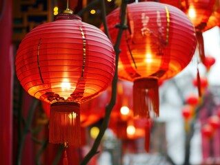 Red Chinese lantern new year background