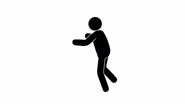 Pictogram man dancing with joy. Looped animation with alpha channel