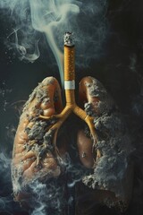 Create a thought-provoking visual concept for No Smoking Day, capturing the detrimental impact of cigarettes on the lungs and the human body