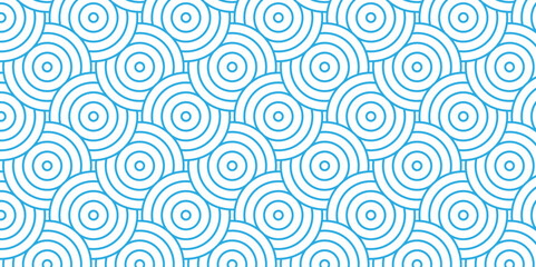 Modern diamond geometric waves spiral pattern and abstract circle wave lines. blue seamless tile stripe geomatics overlapping create retro square line backdrop pattern background. Overlapping Pattern.