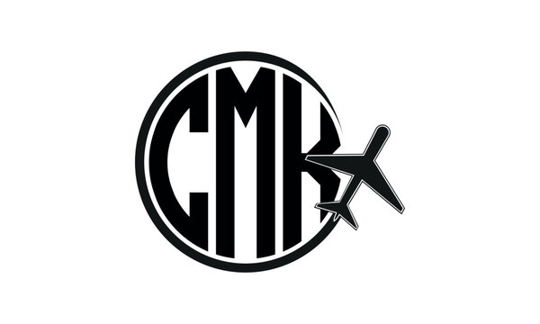 CMK three initial letter circle tour & travel agency logo design vector template. hajj Umrah agency, abstract, wordmark, business, monogram, minimalist, brand, company, flat, tourism agency, tourist