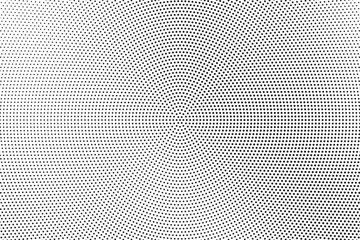 Halftone vector background. Monochrome halftone pattern. Abstract geometric dots background. Pop Art comic gradient black white texture. Design for presentation banner, poster, flyer, business card.	