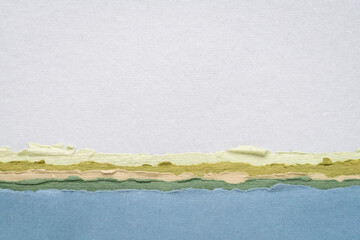 sea, ocean or lake abstract landscape in blue and green  pastel tones - a collection of handmade rag papers