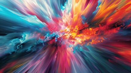 Abstract colorful energy explotion with motion blur effect background, vibrant banner