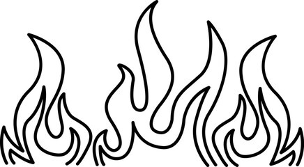 Fire Illustration for Coloring Page. Vector Flame on a White Background