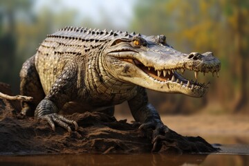 Obraz premium Freshwater crocodile native to Iran and Indian subcontinent.