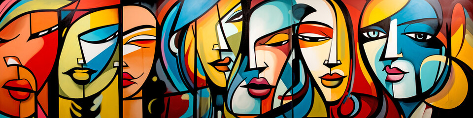 Graffiti Colorful Women - Cubism	