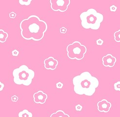 abstract square seamless pattern with cute chamomile flowers. Retro floral pink background surface design, textile, print, wrapp paper, cover.  art illustration.